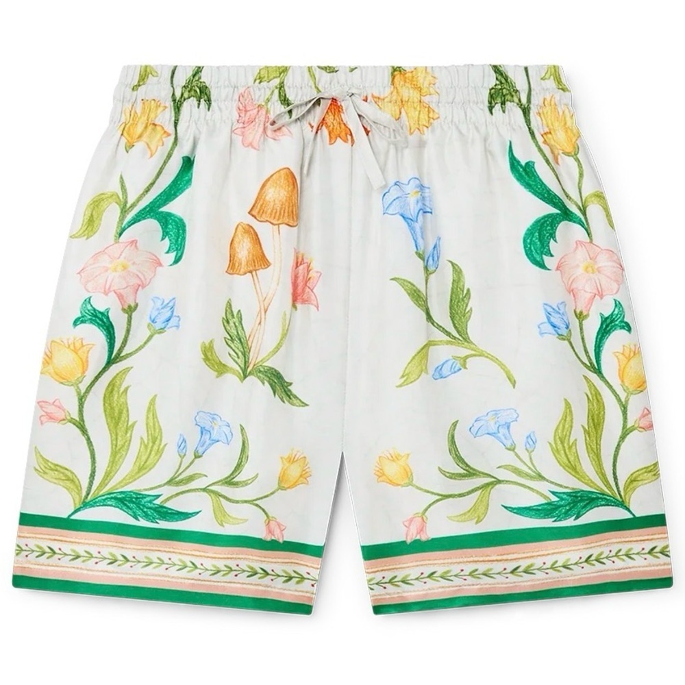 NWT Casablanca Paris Silk Women’s Shorts in L'Arche Fleurie Floral Whimsical NEW